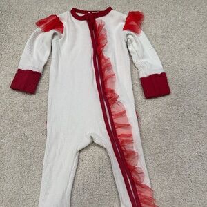 BEFORE & EVER ❤️ Red and White Footies One Piece with Bold Accents